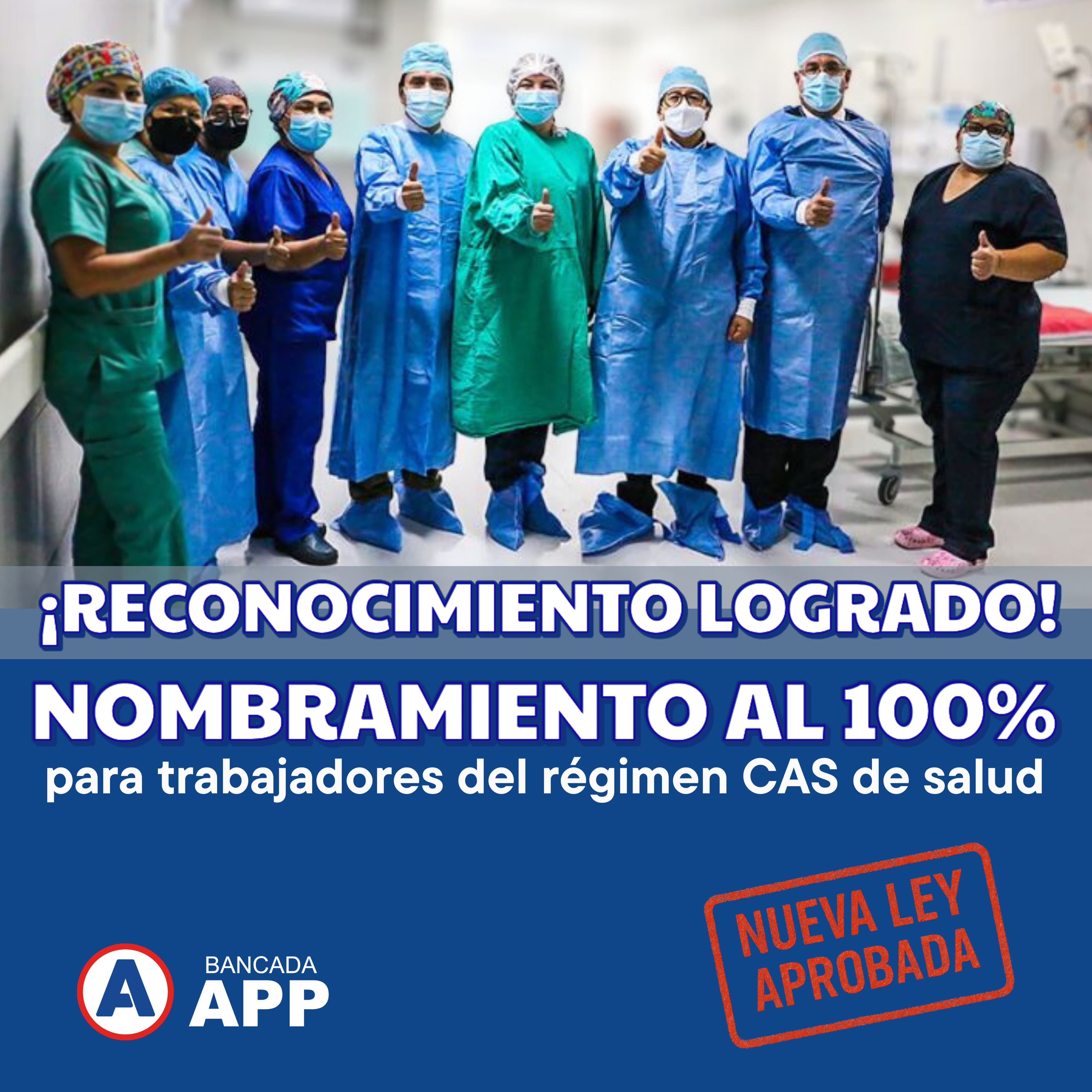 César Acuña y Bancada APP celebran ley que garantiza nombramiento al 100% del personal CAS de Salud - Imagen ilustrativa